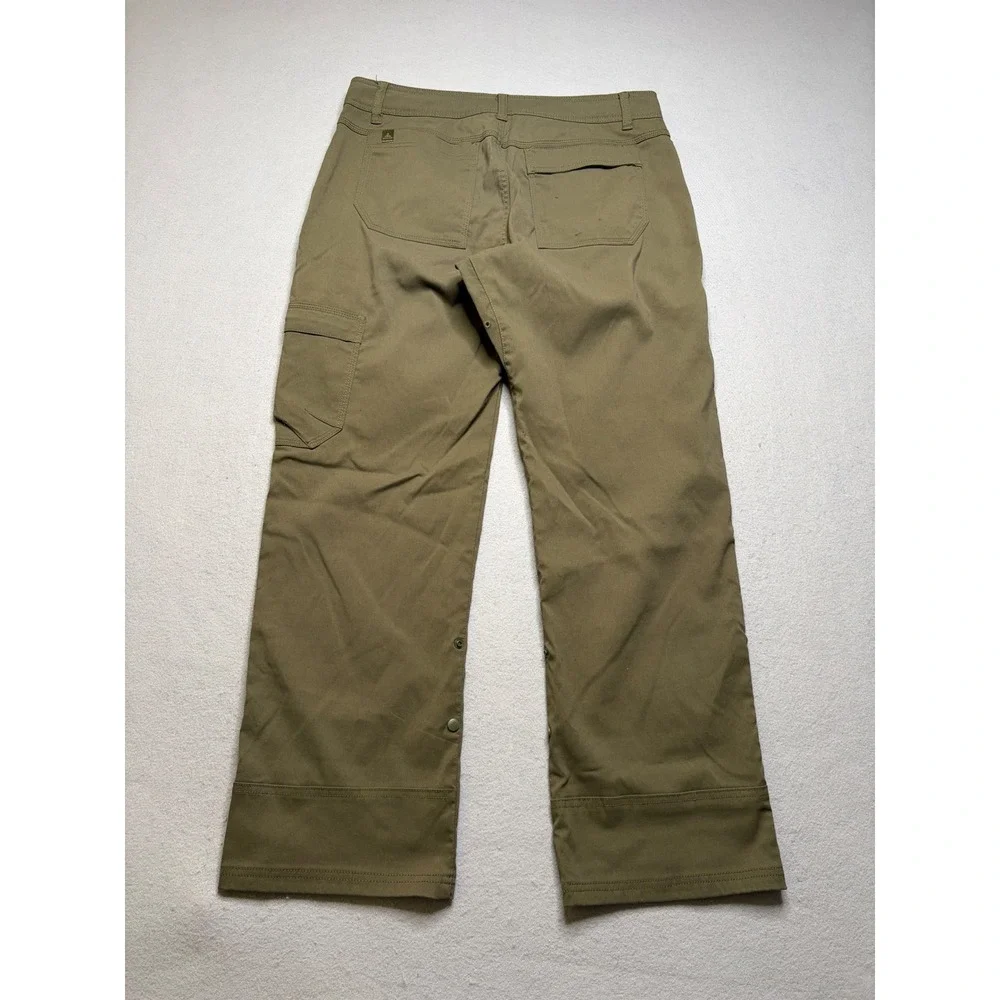 Prana Pants Mens‎ Medium Green Zion Hiking Cargo Integrated Belt Stretch